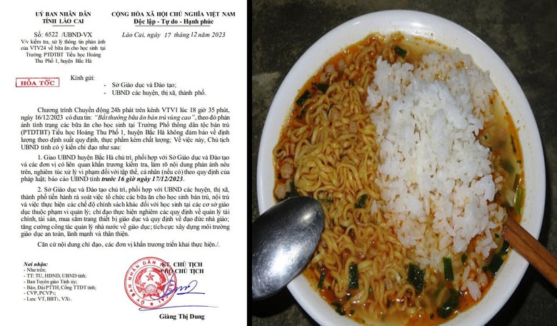 Chủ tịch UBND tỉnh L&agrave;o Cai y&ecirc;u cầu x&aacute;c minh vụ 11 học sinh ăn 2 g&oacute;i m&igrave; t&ocirc;m chan cơm - Ảnh 1.