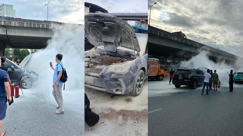 Lại xuất hiện ô tô cháy ở ngã tư Nguyễn Trãi – Khuất Duy Tiến - Ảnh 1.