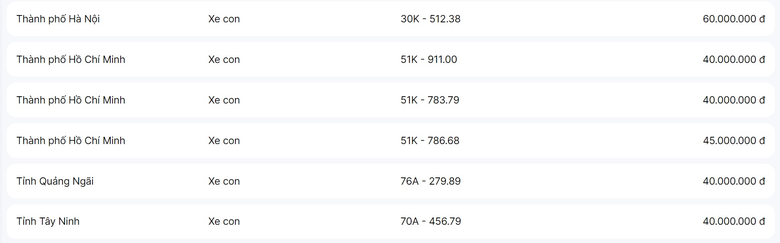 Đang đấu giá biển số: Hàng loạt biển trúng với giá bằng mức tiền đặt cọc - Ảnh 1. Đang đấu giá biển số: Hàng loạt biển trúng với giá bằng mức tiền đặt cọc - Ảnh 1.