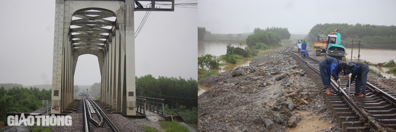 Hơn 150 c&ocirc;ng nh&acirc;n dầm mưa khắc phục sạt lở đường sắt ở Quảng Trị- Ảnh 4.