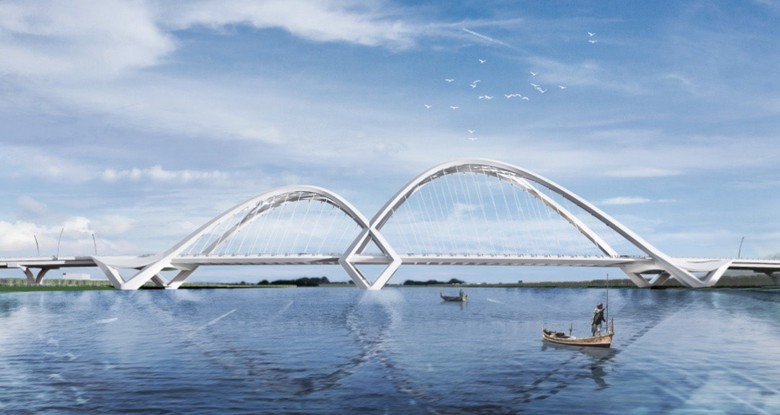 Hải Dương chốt cầu vượt s&ocirc;ng Th&aacute;i B&igrave;nh x&acirc;y dựng theo kiến tr&uacute;c "C&aacute;nh c&ograve;"- Ảnh 1.