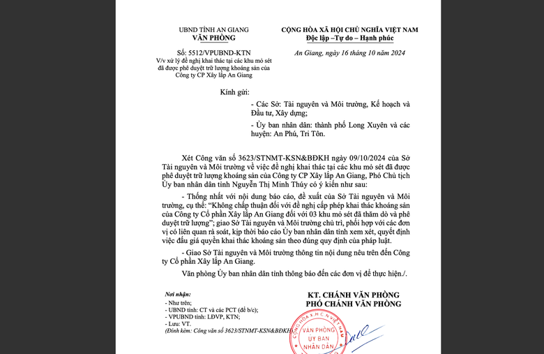 Kiểm tra ba khu mỏ kh&ocirc;ng được chấp thuận của C&ocirc;ng ty X&acirc;y lắp An Giang- Ảnh 5.