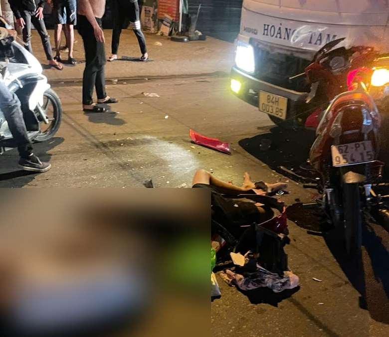 Hai thanh ni&ecirc;n đi xe m&aacute;y t&ocirc;ng xe tải ở Long An, một người tử vong- Ảnh 1.