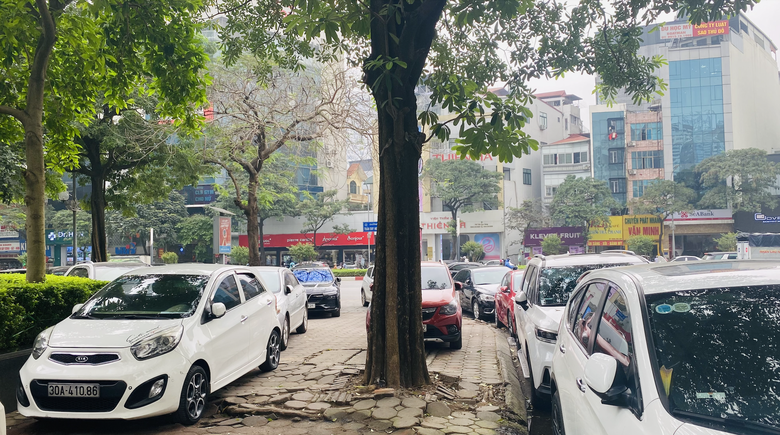 H&agrave; Nội: Gian nan xử l&yacute; &ocirc; t&ocirc; đỗ tr&agrave;n lan vỉa h&egrave;, l&ograve;ng đường- Ảnh 1.