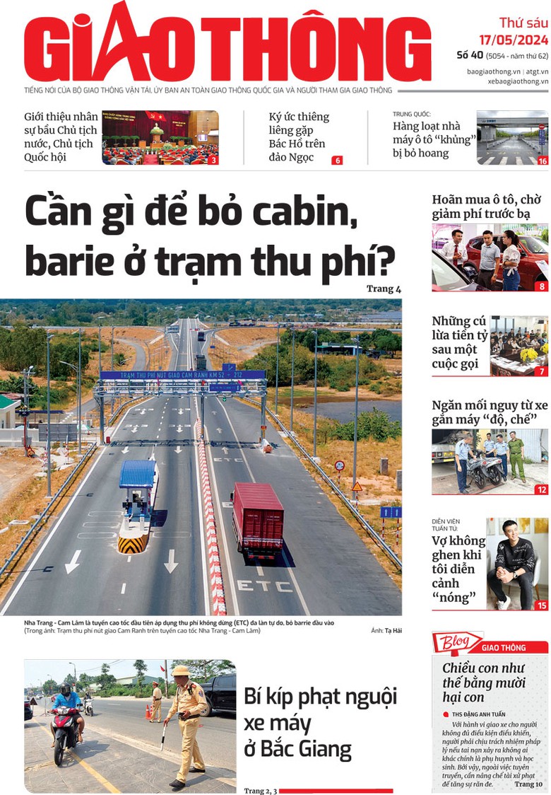 Trang nhất B&aacute;o Giao th&ocirc;ng số 40 ra ng&agrave;y 17/5/2024.