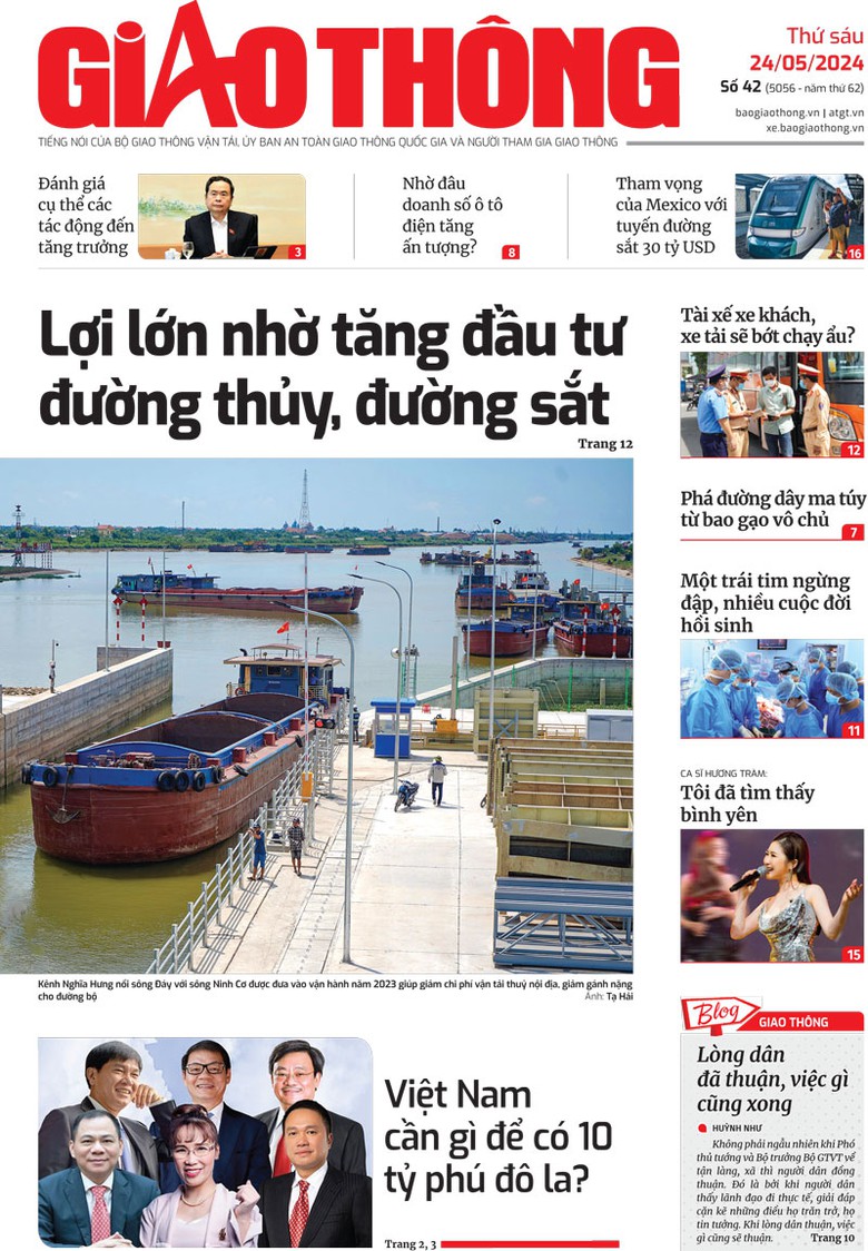 Trang nhất B&aacute;o Giao th&ocirc;ng số 42 ra ng&agrave;y 24/5/2024.