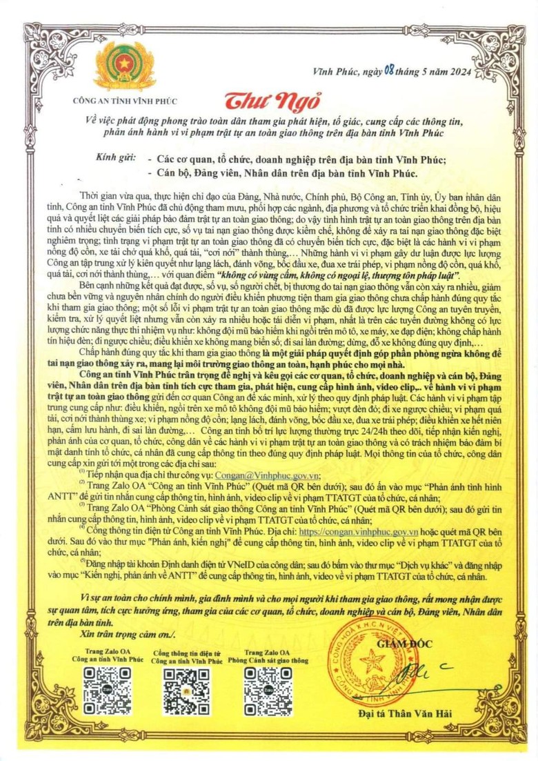 Vĩnh Ph&uacute;c: C&ocirc;ng an trực 24/24h nhận th&ocirc;ng tin phản &aacute;nh vi phạm giao th&ocirc;ng- Ảnh 1.