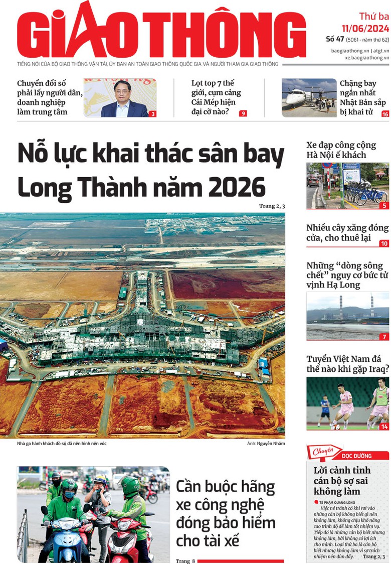 Trang nhất B&aacute;o Giao th&ocirc;ng số 47 ra ng&agrave;y 11/6/2024.
