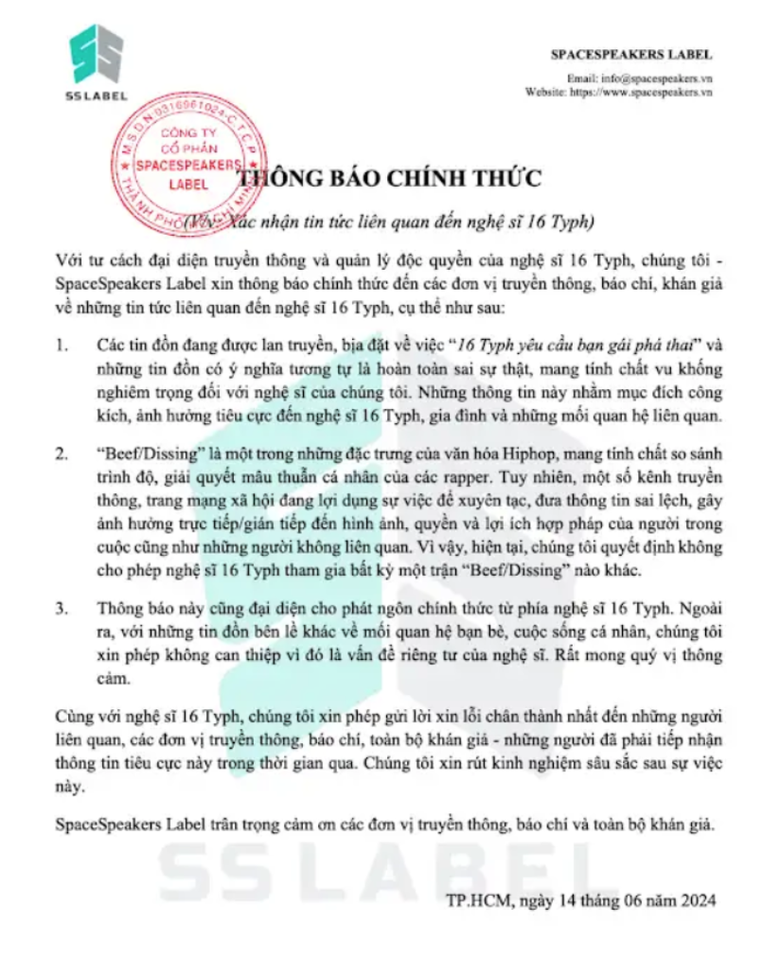 SpaceSpeakers: Th&ocirc;ng tin 16 Typh y&ecirc;u cầu bạn g&aacute;i ph&aacute; thai l&agrave; sai sự thật- Ảnh 1.