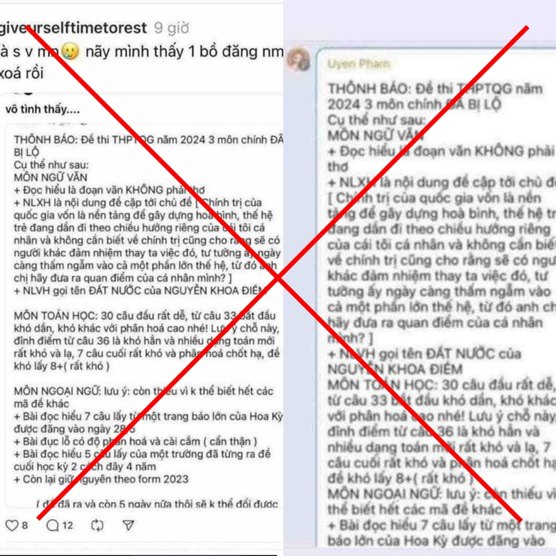 Bộ C&ocirc;ng an x&aacute;c minh đối tượng tung tin "lộ đề thi tốt nghiệp THPT 2024"- Ảnh 1.