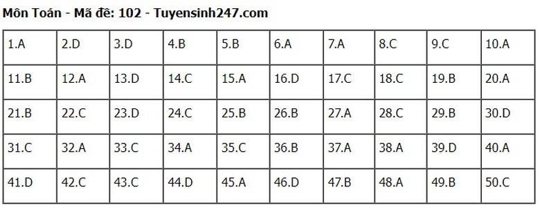 Đ&aacute;p &aacute;n m&ocirc;n To&aacute;n THPT 2024 tất cả 24 m&atilde; đề chuẩn nhanh nhất- Ảnh 2.