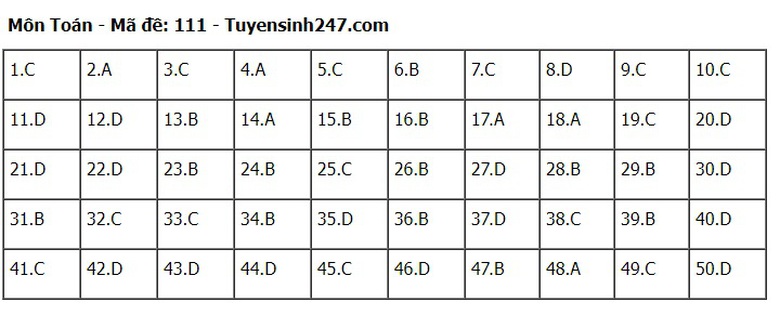 Đ&aacute;p &aacute;n m&ocirc;n To&aacute;n THPT 2024 tất cả 24 m&atilde; đề chuẩn nhanh nhất- Ảnh 11.