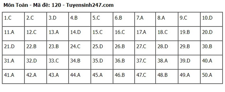 Đ&aacute;p &aacute;n m&ocirc;n To&aacute;n THPT 2024 tất cả 24 m&atilde; đề chuẩn nhanh nhất- Ảnh 20.