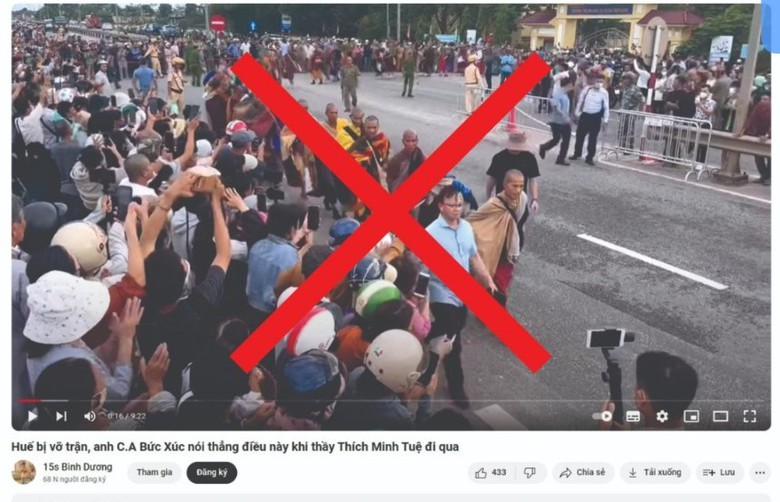 Xử l&yacute; chủ t&agrave;i khoản YouTube đăng tin sai sự thật khi đo&agrave;n &ocirc;ng Th&iacute;ch Minh Tuệ đi qua Huế- Ảnh 2.
