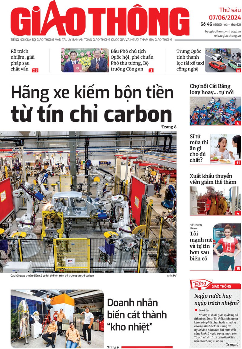 Trang nhất B&aacute;o Giao th&ocirc;ng số 46 ra ng&agrave;y 7/6/2024.
