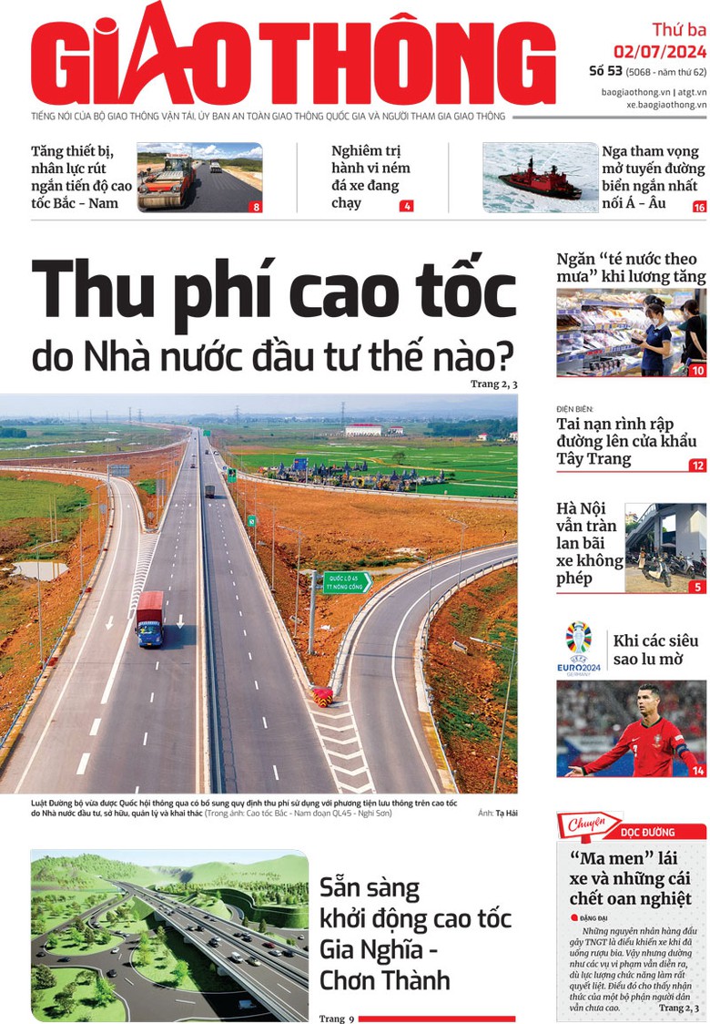 Trang nhất B&aacute;o Giao th&ocirc;ng số 53 ra ng&agrave;y 2/7/2024.