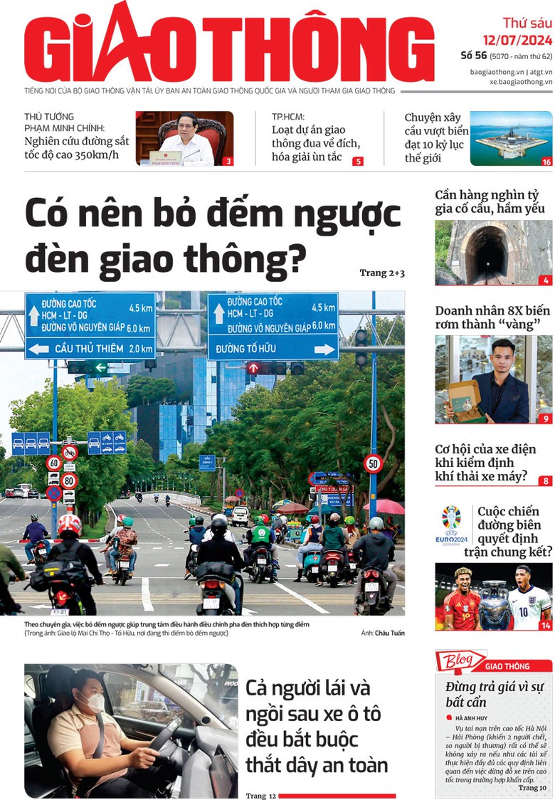 Trang nhất B&aacute;o Giao th&ocirc;ng số 56 ra ng&agrave;y 12/7/2024.