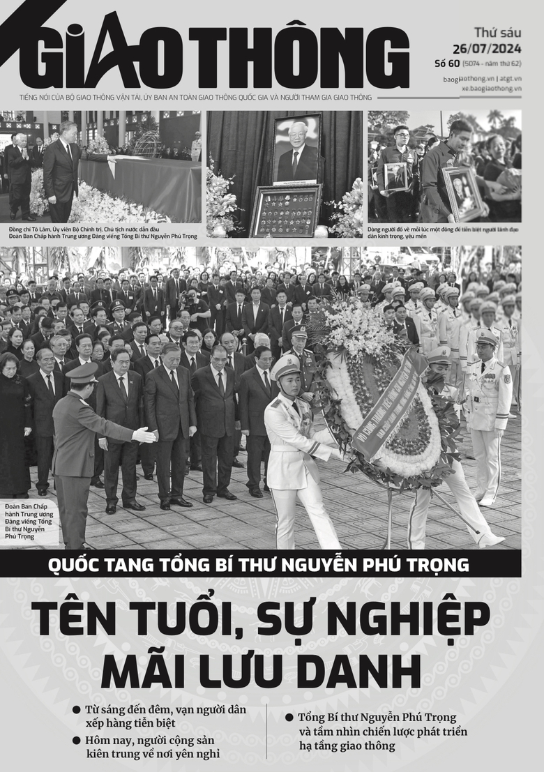 Trang nhất B&aacute;o Giao th&ocirc;ng số 60 ra ng&agrave;y 26/7/2024.