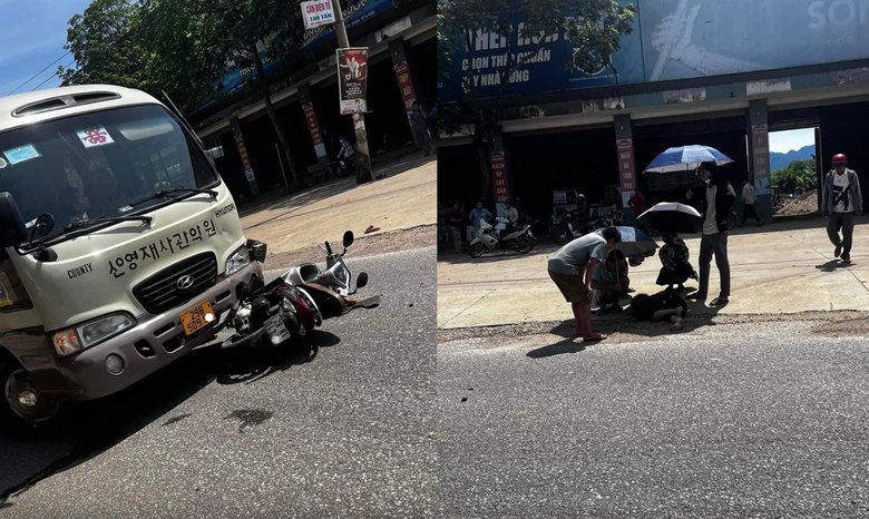 Hiện trường vụ tai nạn khiến người phụ nữ đi xe máy tử vong. Hiện trường vụ tai nạn khiến người phụ nữ đi xe máy tử vong.