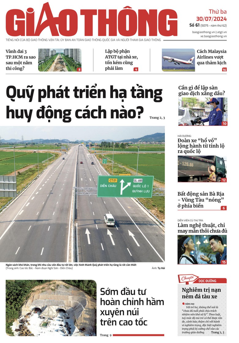 Trang nhất B&aacute;o Giao th&ocirc;ng số 61 ra ng&agrave;y 30/7/2024.