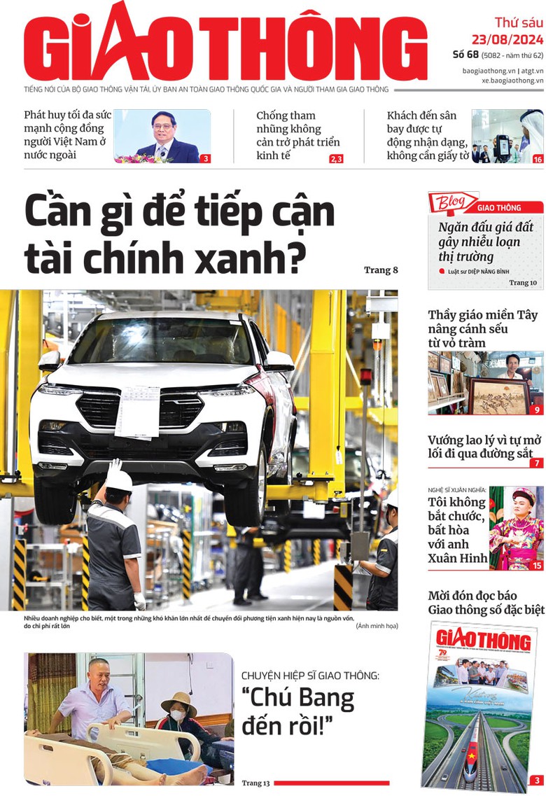Trang nhất B&aacute;o Giao th&ocirc;ng số 68 ra ng&agrave;y 23/8/2024.