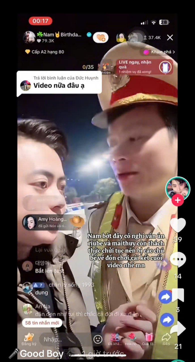 C&ocirc;ng an củng cố hồ sơ xử l&yacute; TikToker say rượu, đi ngược chiều, livestream khi bị kiểm tra- Ảnh 2.