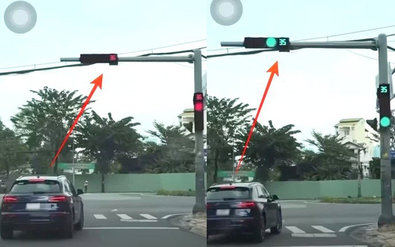 X&aacute;c minh clip &ocirc; t&ocirc; Audi đi đến đ&acirc;u đ&egrave;n giao th&ocirc;ng chuyển m&agrave;u xanh tới đ&oacute;