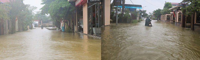 Nhiều tuyến đường x&atilde; ph&iacute;a Nam Quảng Trị ngập qu&aacute; bụng, người d&acirc;n di chuyển bằng thuyền- Ảnh 6.