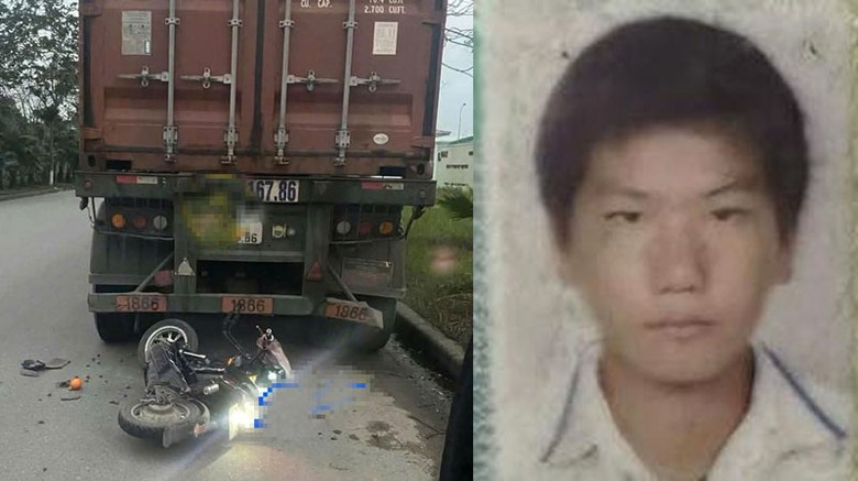 Sau khi đ&acirc;m v&agrave;o đu&ocirc;i xe container, nạn nh&acirc;n được đưa đi cấp cứu trong t&igrave;nh trạng nguy kịch.