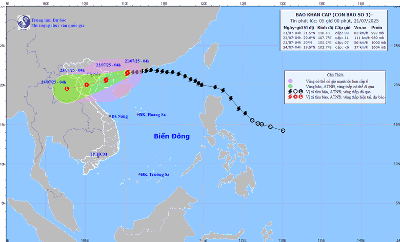 B&atilde;o số 3 Wipha giật cấp 11 đang c&aacute;ch Quảng Ninh, Hải Ph&ograve;ng 200km- Ảnh 1.