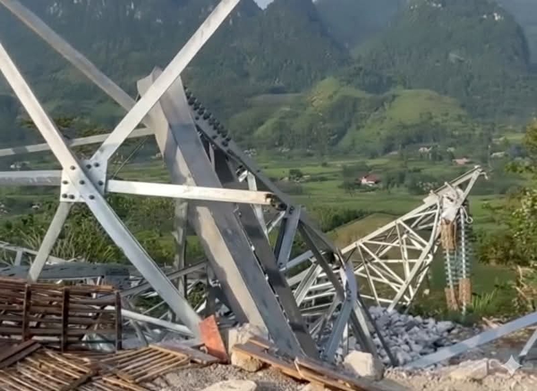 Sự cố g&atilde;y cột điện 500kV tại L&agrave;o Cai, một c&ocirc;ng nh&acirc;n tử vong- Ảnh 1.