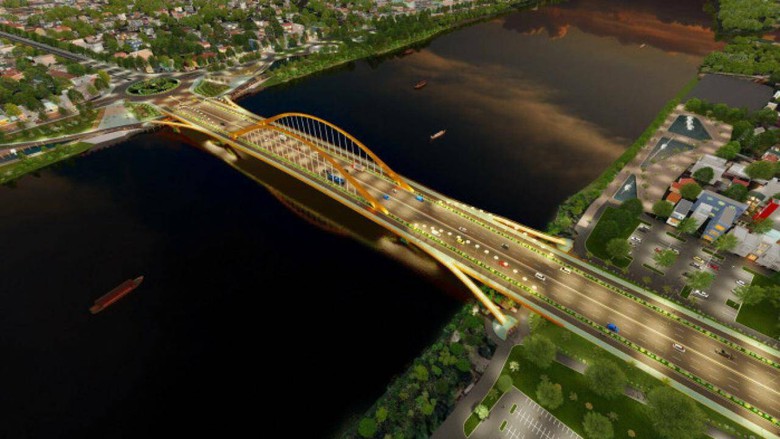 Khởi c&ocirc;ng cầu v&ograve;m th&eacute;p chiều d&agrave;i th&ocirc;ng thuyền v&agrave; bề rộng lớn nhất Việt Nam