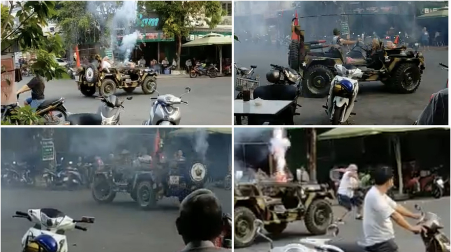 Bắt người đàn ông lái xe Jeep, đốt pháo sáng gây náo loạn đường phố Kiên Giang- Ảnh 2.
