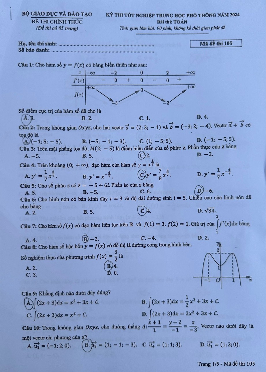 Đề thi môn Toán THPT 2024 tất cả 24 mã đề nhanh nhất- Ảnh 14.