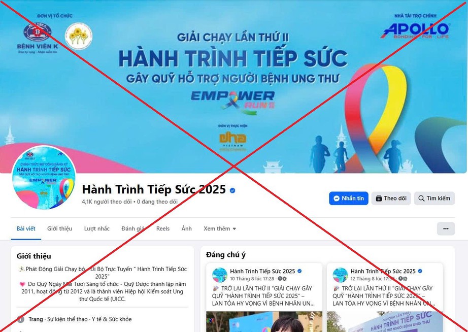 Cảnh báo fanpage giả mạo giải chạy ủng hộ bệnh nhân ung thư nghèo - Ảnh 1. Cảnh báo fanpage giả mạo giải chạy ủng hộ bệnh nhân ung thư nghèo - Ảnh 1.