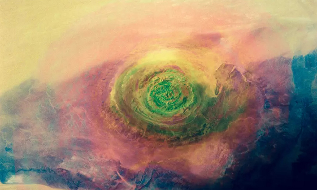 Richat Structure ở Mauritania: Cấu trúc Richat, còn được gọi là con mắt Sahara, ở Mauritania, Châu Phi, thực sự là một cảnh tượng đáng để chiêm ngưỡng từ trên cao.