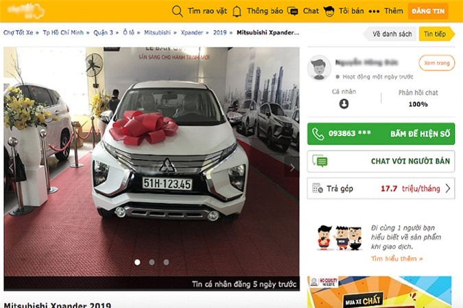 Mức giá Mitsubishi Xpander biển độc 51H – 123.45 - đang được chào bán này hiện ngang ngửa với một chiếc Mercedes-Benz C-Class facelift 2019 có giá bán từ 1,499 – 1,891 tỷ đồng (chưa lăn bánh), trong khi đó Mitsubishi Xpander có giá bán chỉ từ 550 – 620 triệu đồng