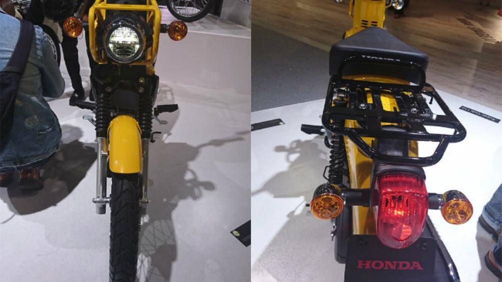 Phần đèn xi-nhan dạng tròn tách rời hai bên. Phuộc ống lồng phía trước được bọc cao su