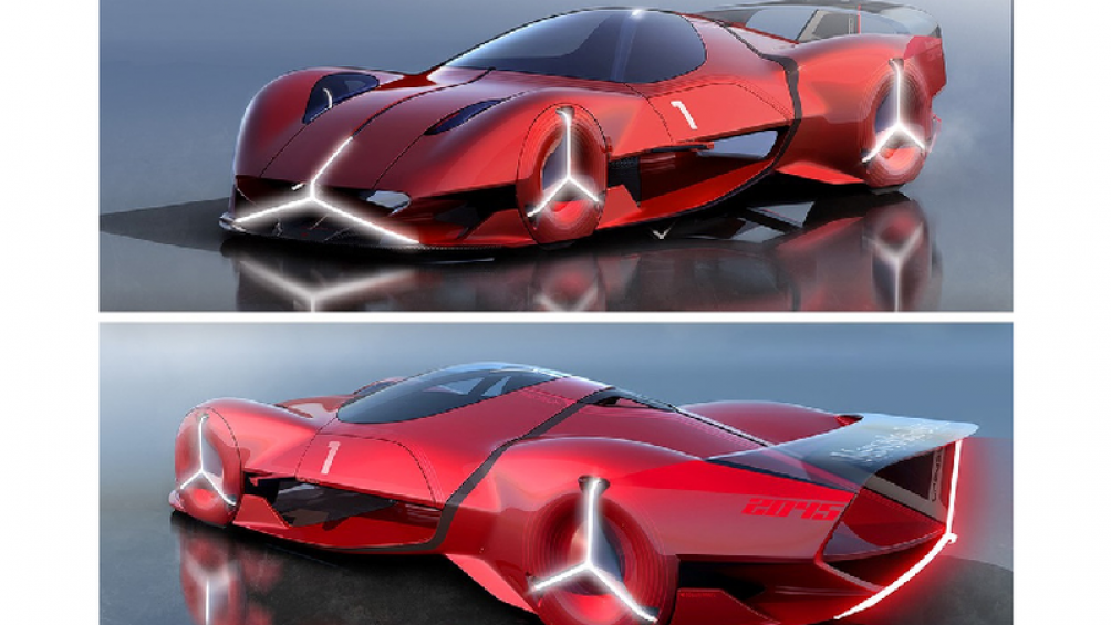 Hệ thống đèn ngôi sao ba cánh không chỉ xuất hiện ở đầu mà còn hiện diện xung quanh chiếc Mercedes Redsun concept mới, bao gồm cả bốn bánh xe