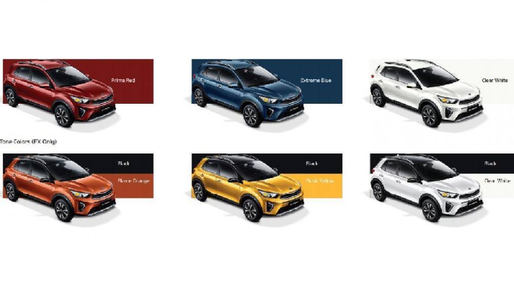 KIA Stonic 2021 sở hữu các màu sơn như trắng, xanh dương và đỏ hoặc phối 2 màu như trắng - nóc đen, cam - nóc đen và vàng - nóc đen