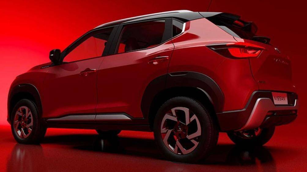 Khu vực đuôi xe xuất hiện dòng ký tự Magnite cỡ lớn, đèn hậu rộng ăn sang cả hông xe cùng logo đặt cao