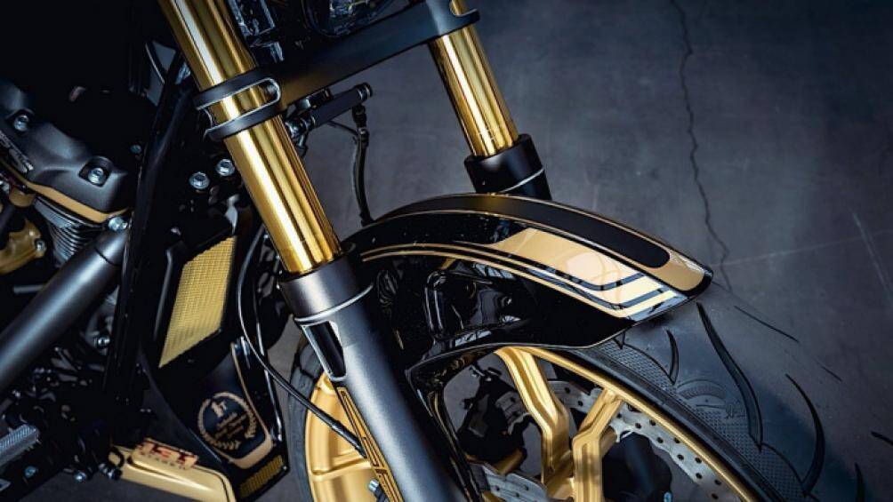 Cặp phuộc trước của xe đi kèm hệ thống tùy chỉnh, đồng thời đóng vai trò là hệ thống giảm chấn