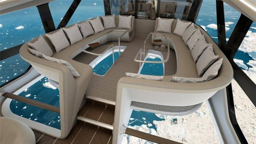 Nó sẽ dựa vào khí heli để bay lơ lửng khi ở trên không, đây là phòng quan sát với thiết kế kính chịu lực ở sàn và xung quanh