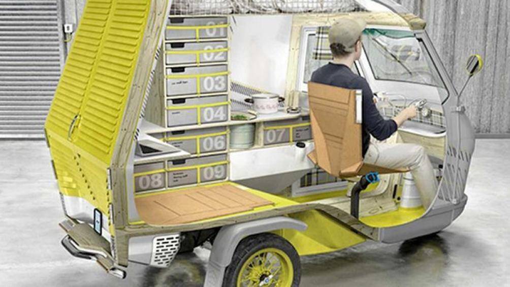 Bufalino là chiếc xe máy ba bánh được tạo ra dựa trên cơ sở chiếc xe ba bánh Piaggio Vespa APE 50