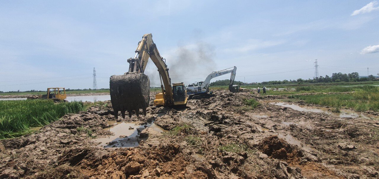 Lớp đất bùn sình được bóc hữu cơ