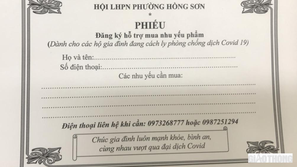 Mẫu phiếu đăng ký hỗ trợ mua nhu yếu phẩm