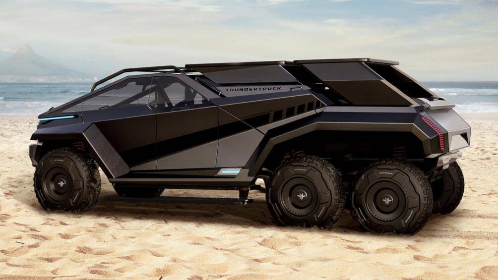 Mẫu bán tải điện này có khả năng vượt mọi địa hình và có thể biến từ 4x4 thành 6x6