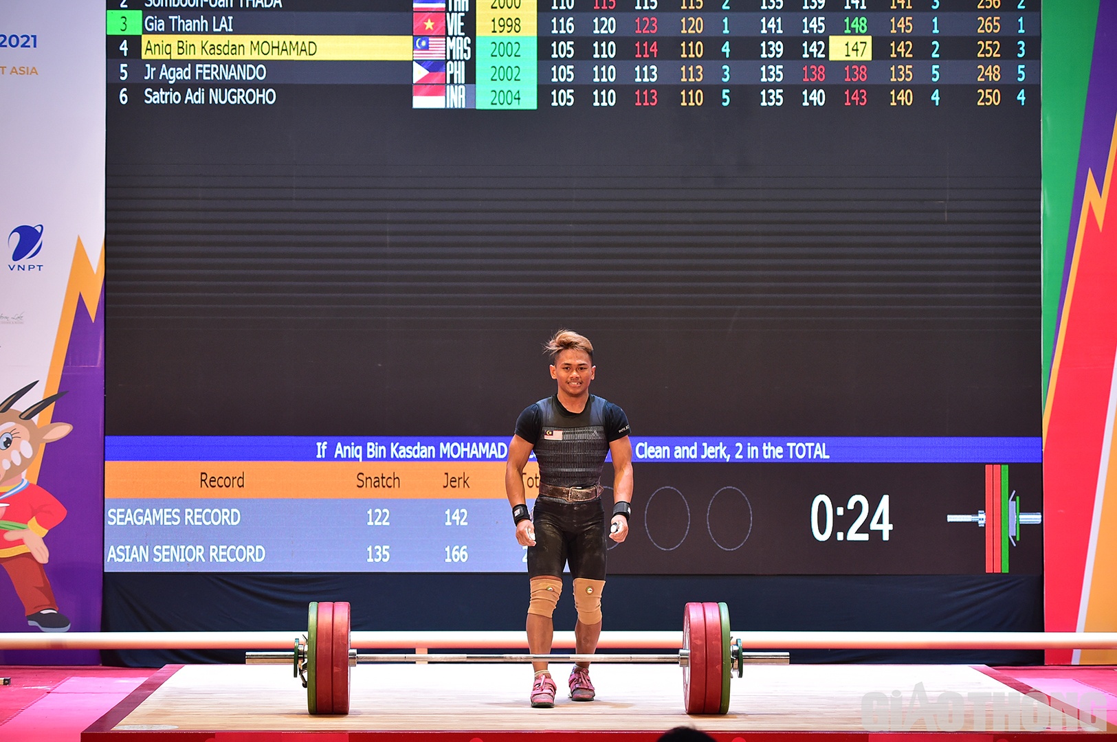 Trong lượt cử đẩy cuối, Satrio Adi Nugroho (Indonesia) và Aniq Bin Kasdan Mohamad (Malaysia) tăng mức tạ lên 143kg và 147kg để tranh tấm HCB nhưng đều thất bại.