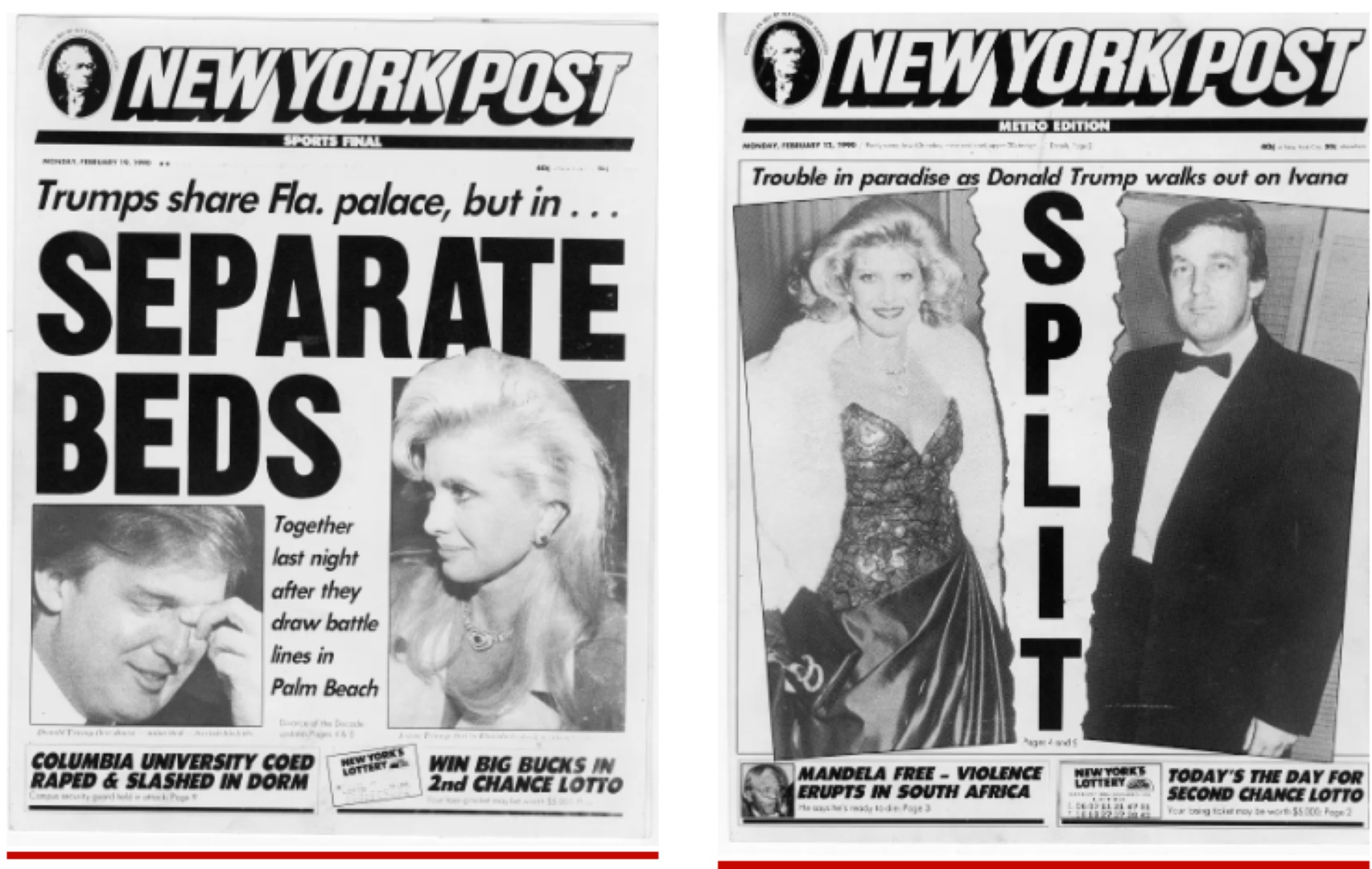 Tuy nhiên, sau 15 năm chung sống, hai ông bà ly hôn vào năm 1992 vì ông Donald Trump có mối quan hệ ngoài luồng với bà Marla Maples. Sau này, khi xuất hiện trong bộ phim "Câu lạc bộ những người vợ đầu tiên" năm 1996, bà đã có một câu nói nổi tiếng với ba người phụ nữ bị chồng ruồng bỏ để ngoại tình với phụ nữ trẻ rằng: "Đừng nổi điên. Hãy nỗ lực để có tất cả mọi thứ!."