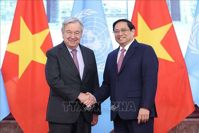 Sáng 22/10/2022, Thủ tướng Phạm Minh Chính tiếp Tổng Thư ký LHQ António Guterres thăm chính thức Việt Nam.